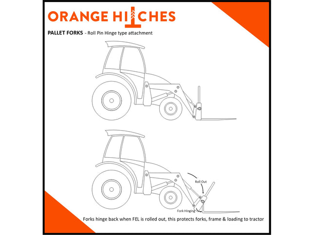 PALLET FORKS - Roll pin Type - Tractors 60hp Upwards